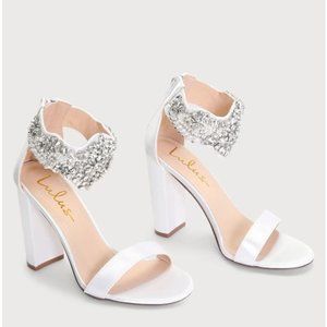 White Satin and Pearl Heels